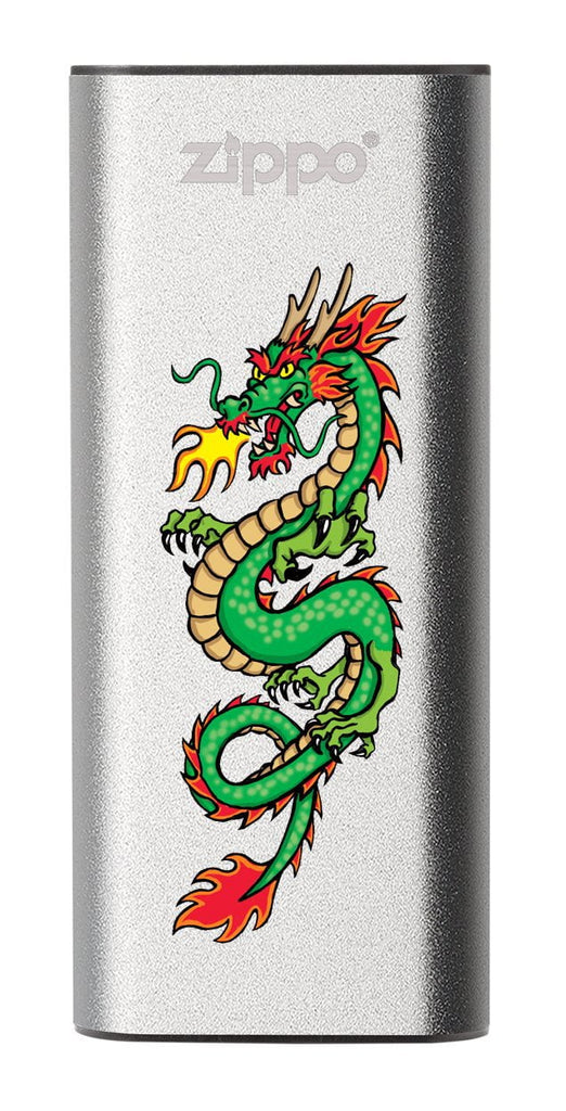 Front of Chinese Dragon: Silver HeatBank® 3-Hour Rechargeable Hand Warmer