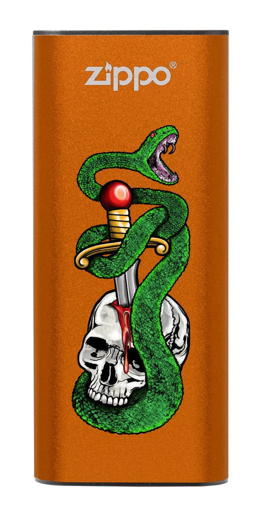 Skull, Snake, &  Dagger: Orange HeatBank® 3-Hour Rechargeable Hand Warmer