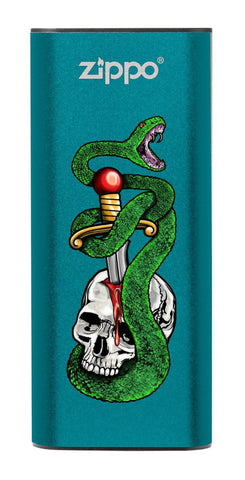Skull, Snake, &  Dagger: Blue HeatBank® 3-Hour Rechargeable Hand Warmer