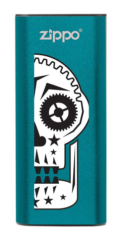 Front of Sugar Skull: Blue HeatBank® 3-Hour Rechargeable Hand Warmer