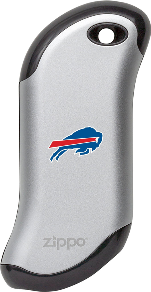 Front of silver NFL Buffalo Bills: HeatBank 9s Rechargeable Hand Warmer