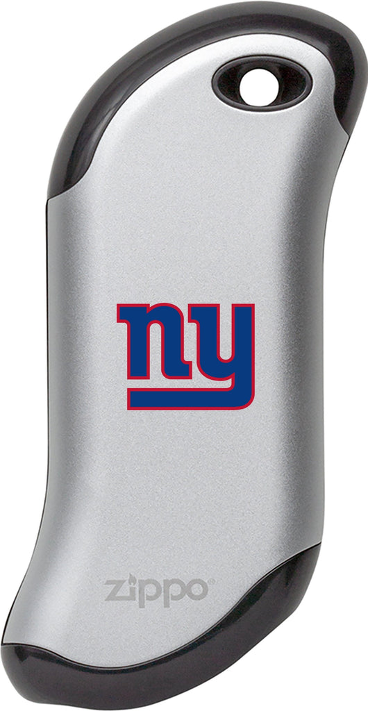 Front of silver NFL New York Giants: HeatBank 9s Rechargeable Hand Warmer