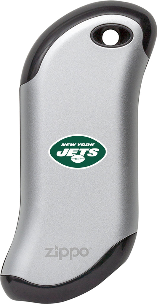 Front of silver NFL New York Jets: HeatBank 9s Rechargeable Hand Warmer
