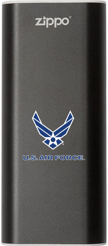 Front of black U.S. Air Force HeatBank 3 Rechargeable Hand Warmer