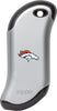 Front of silver NFL Denver Broncos: HeatBank 9s Rechargeable Hand Warmer