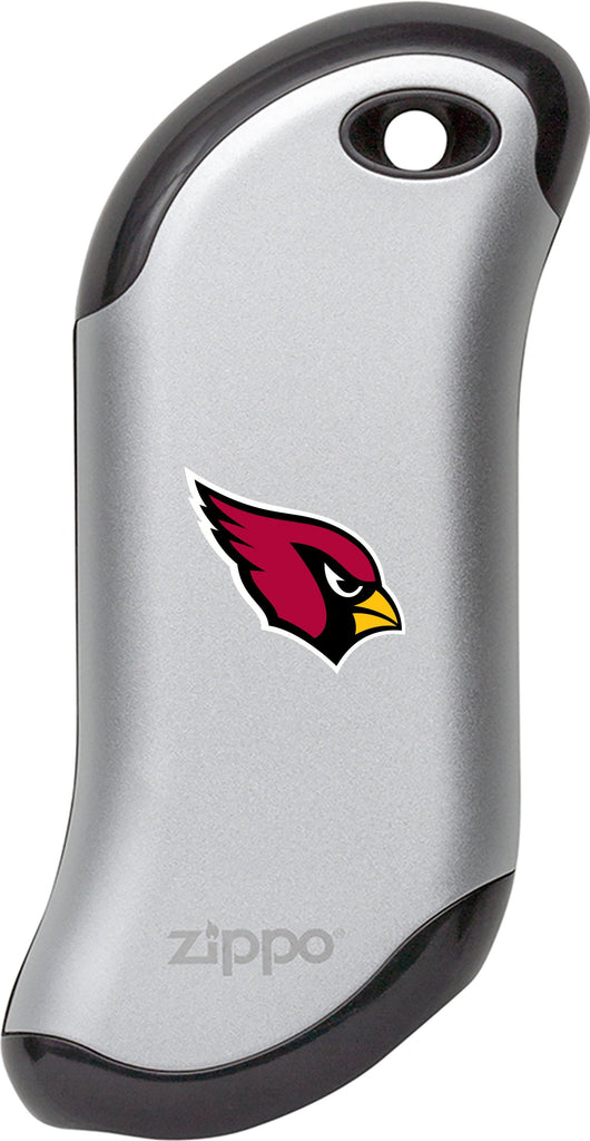 Front of silver NFL Arizona Cardinals: HeatBank 9s Rechargeable Hand Warmer