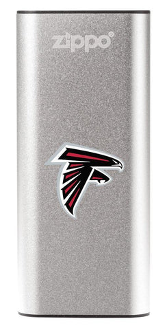 NFL Atlanta Falcons: HeatBank<sup>®</sup> 3-Hour Rechargeable Hand Warmer front silver