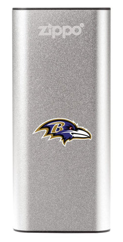 NFL Baltimore Ravens: HeatBank 3-Hour Rechargeable Hand Warmer front silver