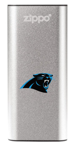 NFL Carolina Panthers: HeatBank 3-Hour Rechargeable Hand Warmer front silver