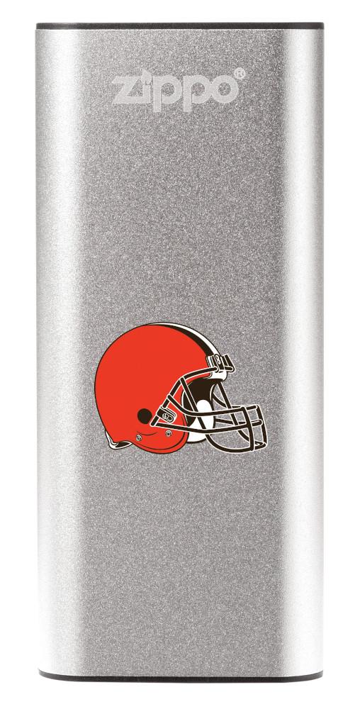 NFL Cleveland Browns: HeatBank 3-Hour Rechargeable Hand Warmer front silver