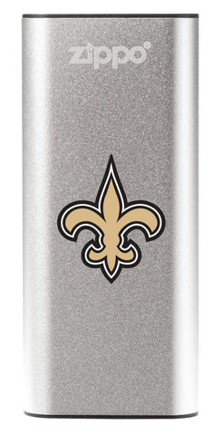 NFL New Orleans Saints: HeatBank 3-Hour Rechargeable Hand Warmer front silver