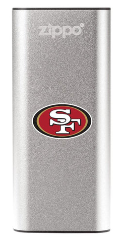 NFL San Francisco 49ers: HeatBank 3-Hour Rechargeable Hand Warmer front silver