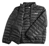 Zippo Men's Packable Down Jacket laying flat, unzipped with the jacket open and folded over.