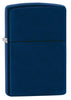 Front shot of Classic Navy Matte Windproof Lighter standing at a 3/4 angle