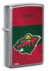 Front shot of NHL® Minnesota Wild Street Chrome™ Windproof Lighter standing at a 3/4 angle
