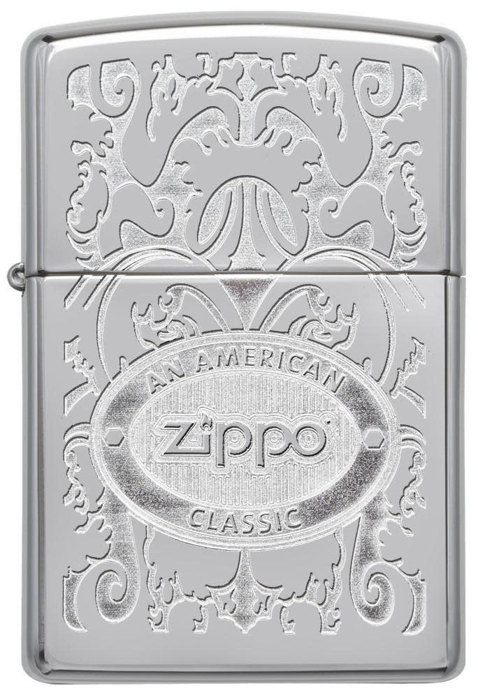 Engraved Crown Stamp™ Chrome Windproof Lighter