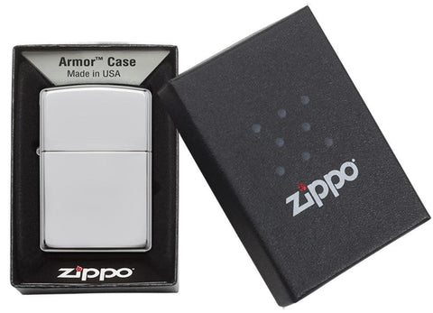 Armor® High Polish Chrome Windproof Lighter in its packaging