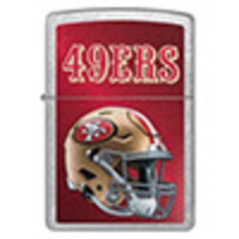 Front shot of NFL San Francisco 49ers Helmet Street Chrome Windproof Lighter.