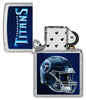 NFL Tennessee Titans Helmet Street Chrome Windproof Lighter with its lid open and unlit.