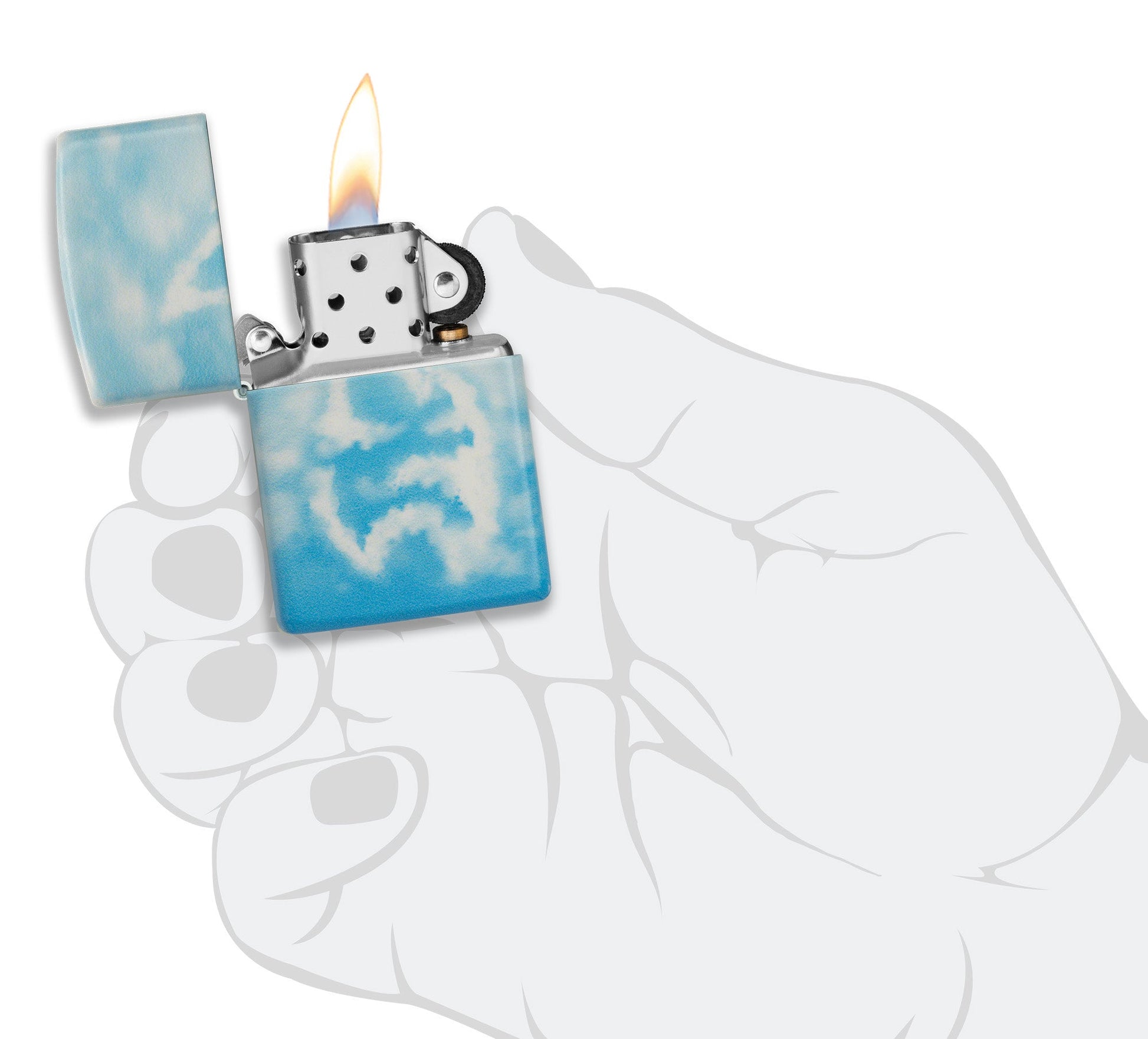 Cloudy Sky Design 540 Color Windproof Lighter in it's packaging.