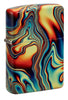 Front shot of Zippo Colorful Swirl Design Glow in the Dark 540 Color Windproof Lighter standing at a 3/4 angle.