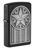 Front shot of American Metal Emblem Black Matte Windproof Lighter standing at a 3/4 angle.