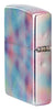 Zippo Holographic Design 540 Fusion Windproof Lighter standing at an angle, showing the back and hinge side of the lighter.