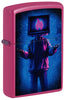 Front shot of Zippo Flame TV Man Design Frequency Windproof Lighter standing at a 3/4 angle.