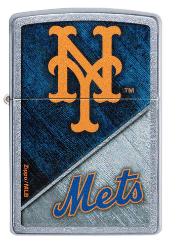 Front shot of MLB™ New York Mets™ Street Chrome™ Windproof Lighter.