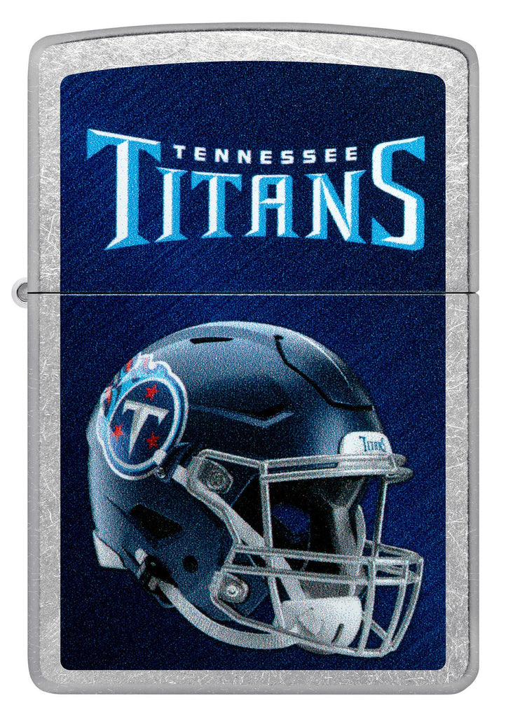 Front shot of NFL Tennessee Titans Helmet Street Chrome Windproof Lighter.