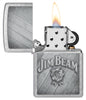 Jim Beam® Since 1795 Street Chrome™ Windproof Lighter with its lid open and lit.