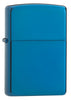 High Polish Blue Windproof Lighter 3/4 View