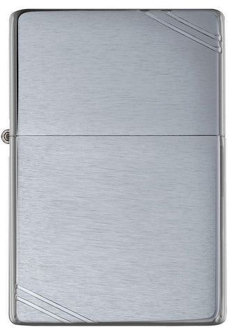 Front view of the Brushed Chrome Vintage Case with Corner Slashes.