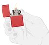 Classic Red Matte Zippo Logo Windproof Lighter lit in hand