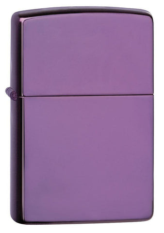 Front shot of Classic High Polish Purple Windproof Lighter standing at a 3/4 angle