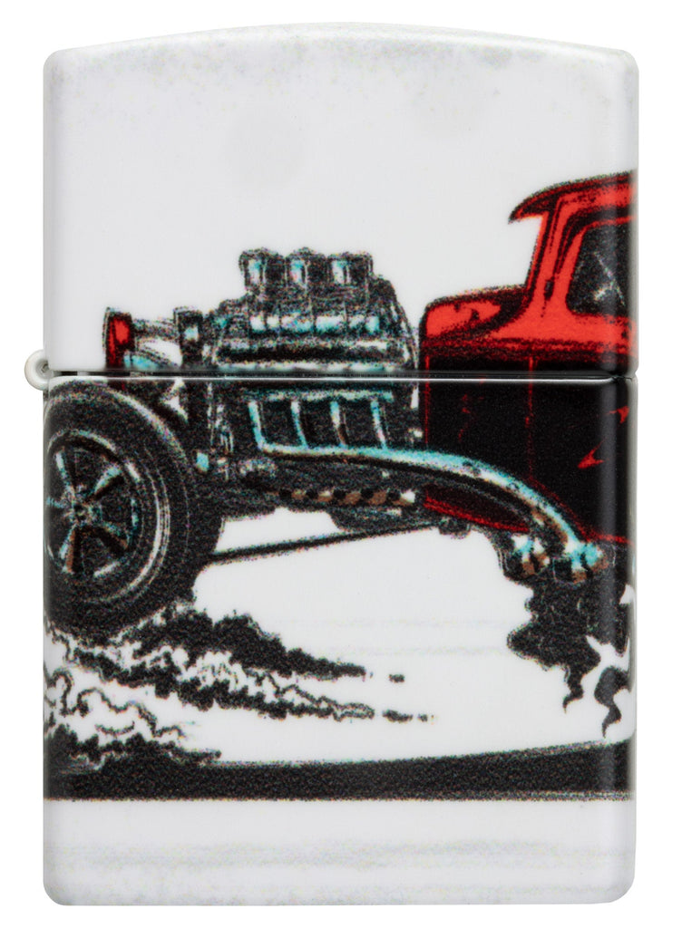 Front view of Zippo Hot Rod Design 540 Color Matte Windproof Lighter.