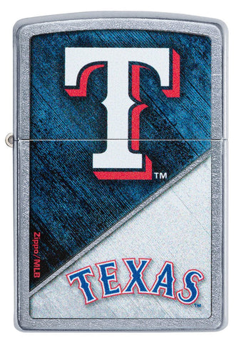 Front shot of MLB™ Texas Rangers™ Street Chrome™ Windproof Lighter.