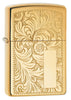 High Polish Brass Venetian Lighter with Initial Panel 3/4 View
