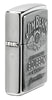 Angled view of Jim Beam Bourbon Whiskey Emblem High Polish Chrome Finish Lighter, showing the emblem.