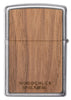 Back view of WOODCHUCK USA Walnut Leaves Two-Sided Emblem Windproof Lighter.