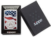 United States Stamp on American Flag Chrome Windproof Lighter in its packaging