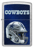 Front shot of NFL Dallas Cowboys Helmet Street Chrome Windproof Lighter.