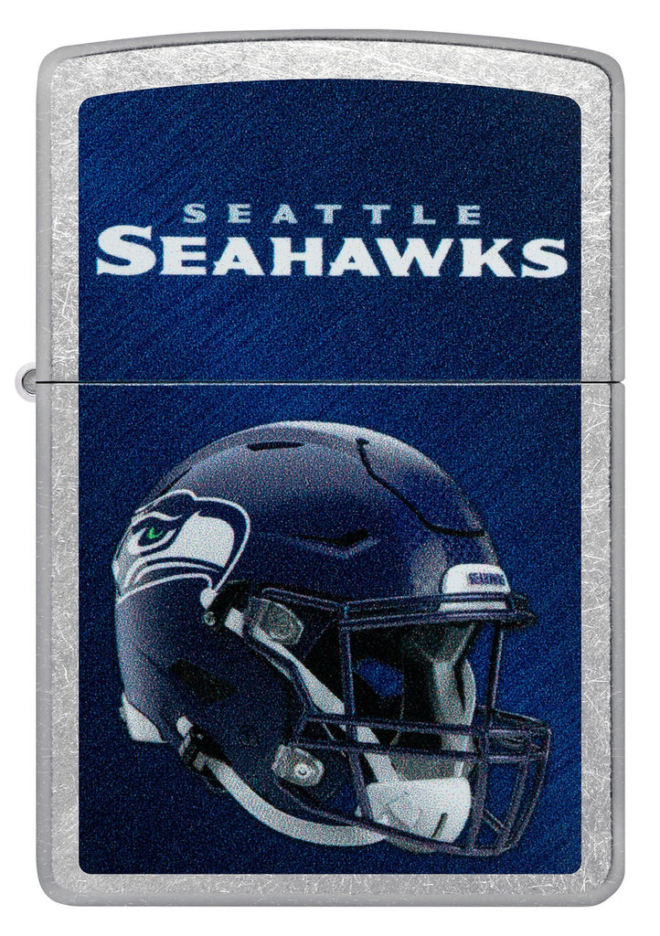 Front shot of NFL Seattle Seahawks Helmet Street Chrome Windproof Lighter.
