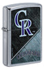 Front shot of MLB™ Colorado Rockies™ Street Chrome™ Windproof Lighter standing at a 3/4 angle.