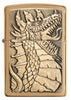 Front of Dragon Emblem Design Brushed Brass Windproof Lighter