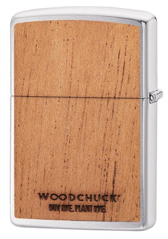 Back view of WOODCHUCK USA American Flag Windproof Lighter standing at a 3/4 angle