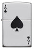 Black Ace of Spades Card High Polish Chrome Windproof Lighter Front View, Black Ace of Spades Card, Color Image, High Polish Chrome Finish