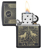 Wolf Tarot Card Design Windproof Lighter open and lit