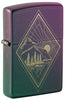 Front shot of Geometric Outdoor Design Iridescent Windproof Lighter standing at a 3/4 angle.