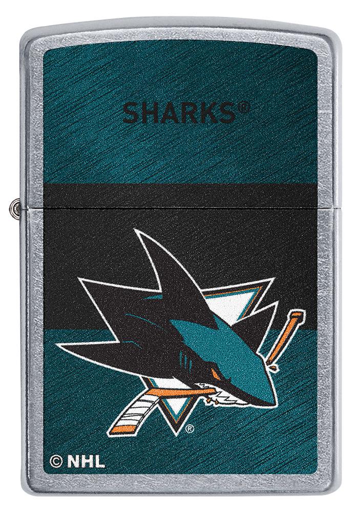 Front of NHL® San Jose Sharks Street Chrome™ Windproof Lighter